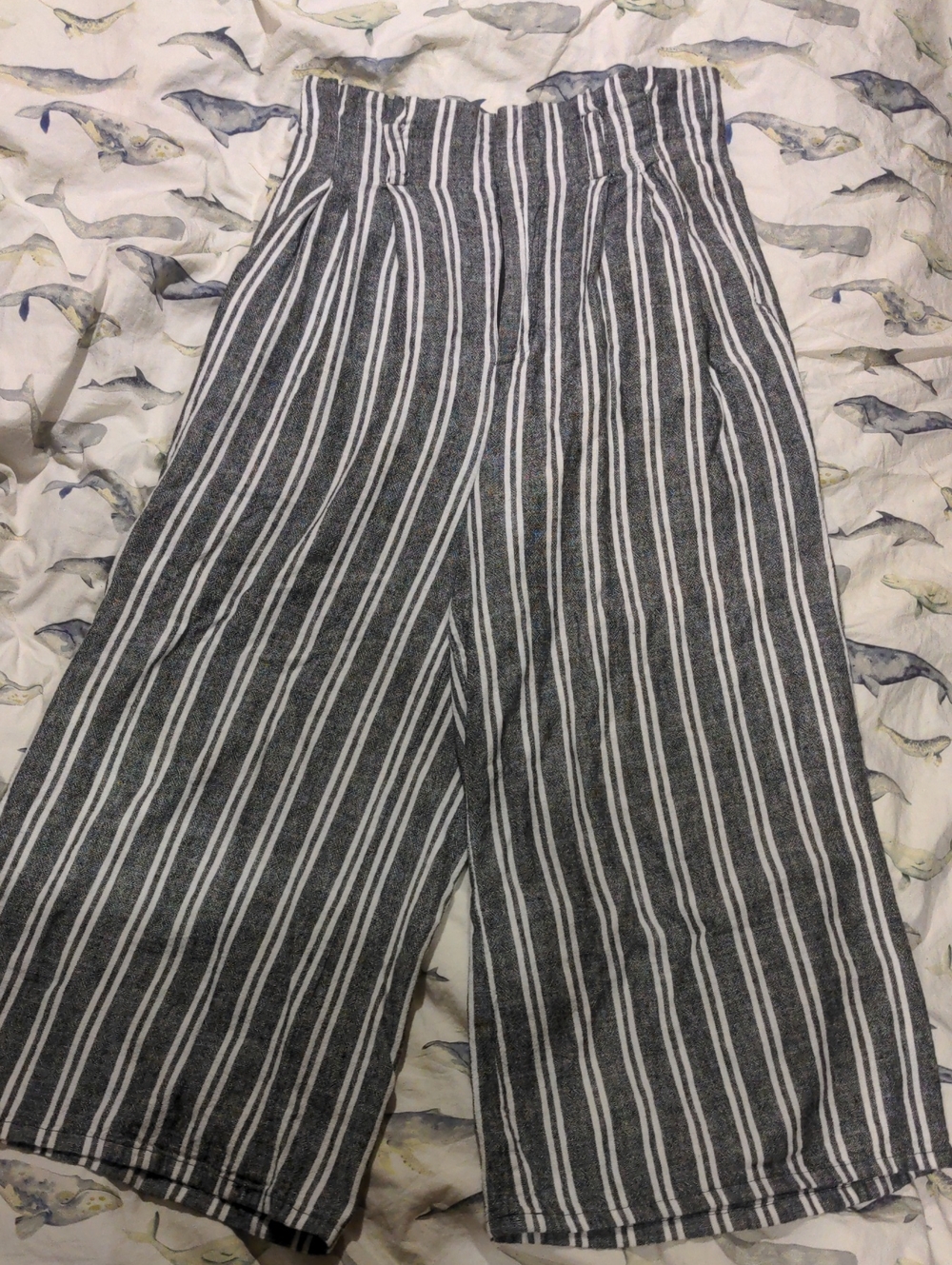 Who What Wear Black and White Linen Blend Striped Pants Size 8